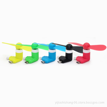 Yijiashishang 2020 Travel Portable Eletronic Fan,2 in 1 mini usb phone fan for Android Micro usb and iPhone